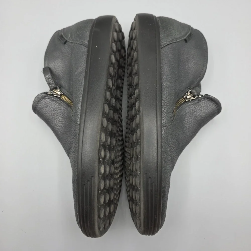 ECCO‎ Bootie Womens 41 Gray Metallic Leather Extra Width Zipper Comfort Sneaker